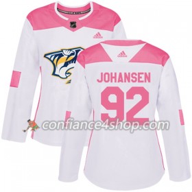 Adidas Maillot de Hockey Nashville Predators Ryan Johansen 92 2017-2018 Blanc Rose Fashion Authentic - Femme